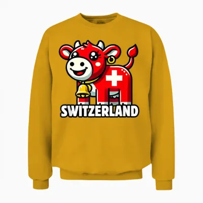 Schweizer Kuh Flagge Schweiz Süße Schweizer Alpen Unisex Sweatshirt - Gold