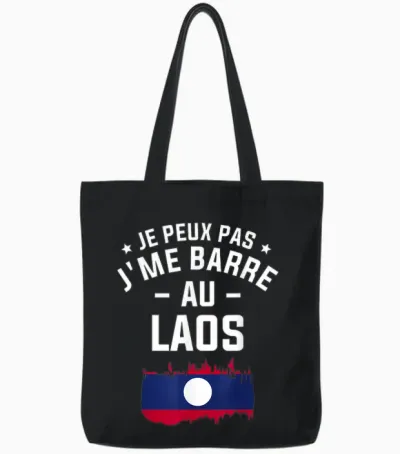 Je Peux Pas J'me Barre Au Laos Lao T-Shirt, Black Tote Bags - Black