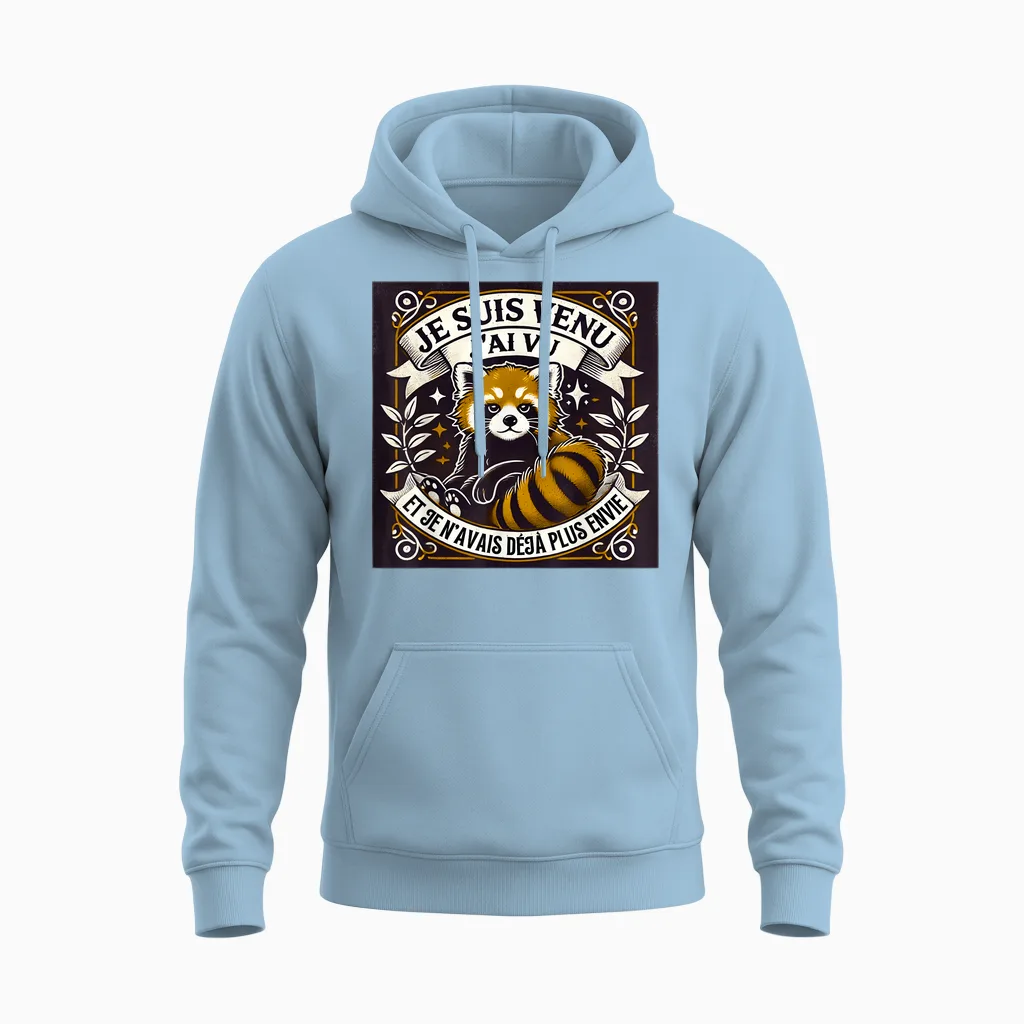 Red Panda Funny Panda Red T-Shirt, Black, S Unisex Hoodie in Light Blue