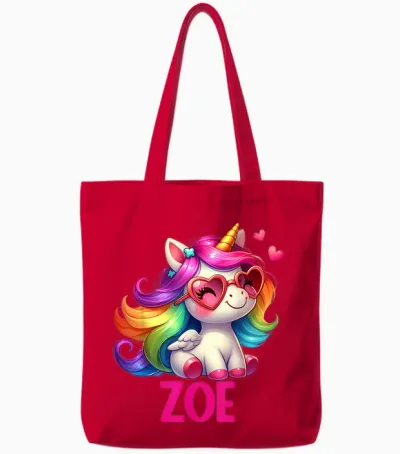 Design Personnalisé Avec Nom De Licorne Zoe Tote Bags - Red