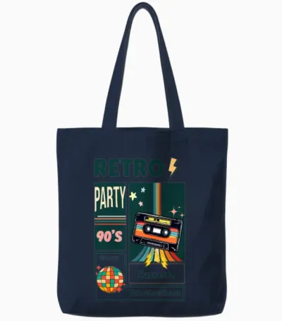 Retro Vibes Tote Bags - Navy