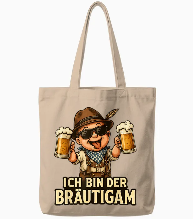 Poltern Groom T-Shirt Jga Men's Stag Night T-Shirt, Black, S Tote Bags in Natural