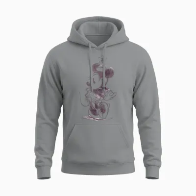 Disney Mickey and Friends Minnie Mouse Sketch Portrait T-Shirt, White, S Unisex Hoodie - Sport Grey