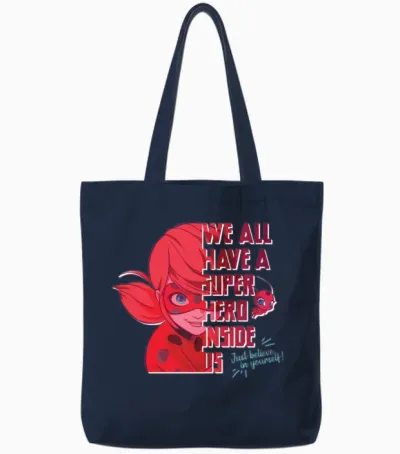 Miraculous We All Have a Superhero Inside Us Tote Bags - Navy