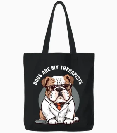 Dog Therapist Dogs Are My Therapists Tote Bags - Black