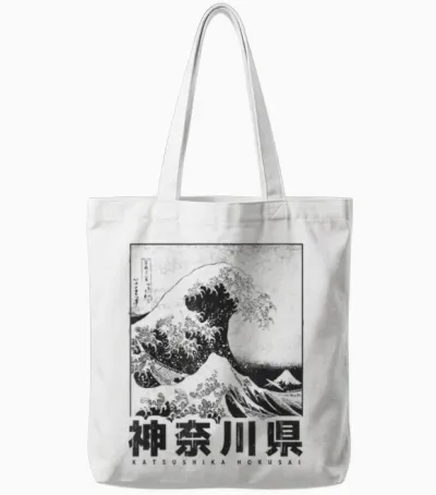 Die Große Welle Vor Kanagawa Fujiyama Japanisch Japan Style Tote Bags - White