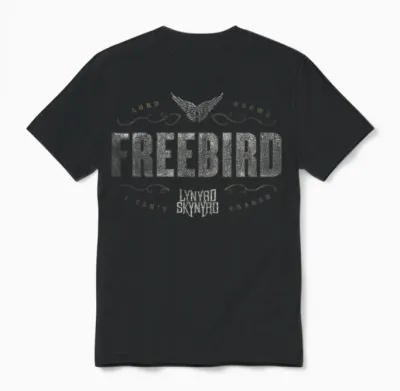 Lynyrd Skynyrd Logo Free Bird Lyrics Classic Rock Retro 70er Jahre Unisex T-Shirt - Black