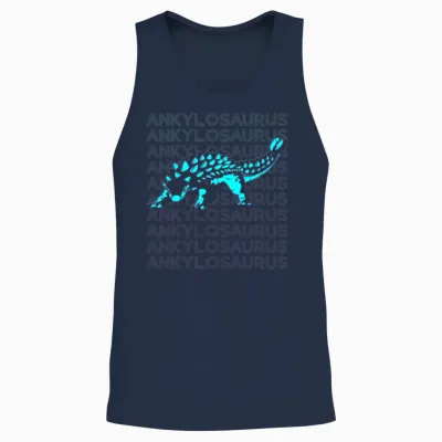 Ankylosaurus Dinosaur Retro Unisex Tank Top - Navy