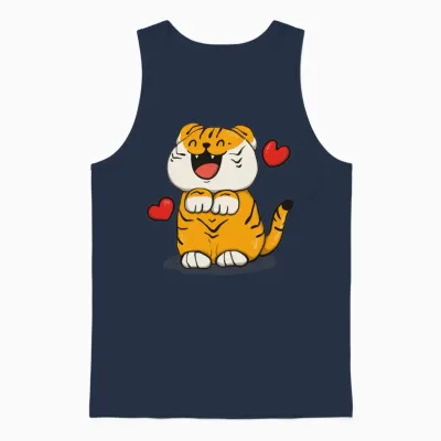 Tiger Funny Unisex Tank Top - Navy