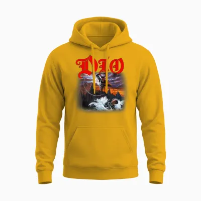 Dio – Holy Diver Cover on Black Unisex Hoodie - Gold