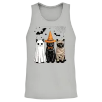 Black Cat Witch Scary Halloween Pumpkin Unisex Tank Top - Ash – 2