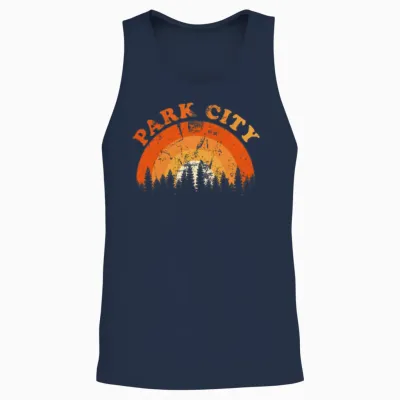 Vintage Park City Utah Fan Retro Cool Sunset Unisex Tank Top - Navy