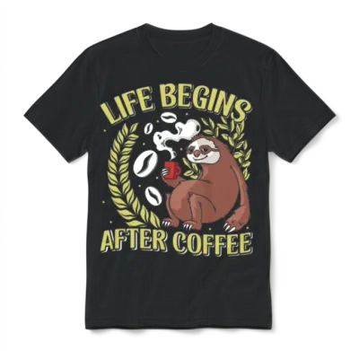 Office Colleague Life Begins After Coffee Unisex T-Shirt - Black