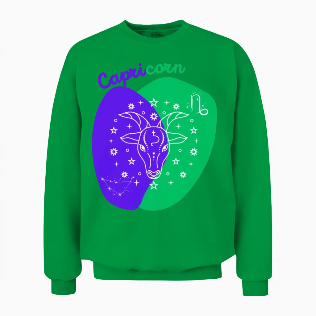 Cosmic Climb a Minimalist Capricorn Design Unisex Sweatshirt in Irish Green