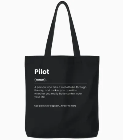 Funny Pilot Tote Bags - Black