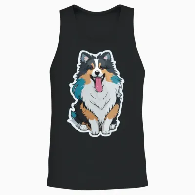 Cute Dog Unisex Tank Top - Black