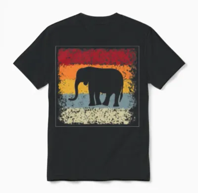 Elephant Retro Unisex T-Shirt - Black