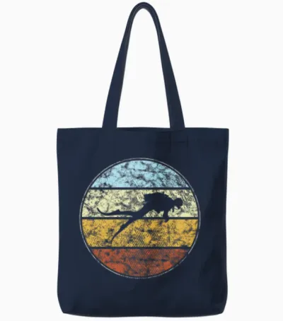 Diving Retro Tote Bags - Navy