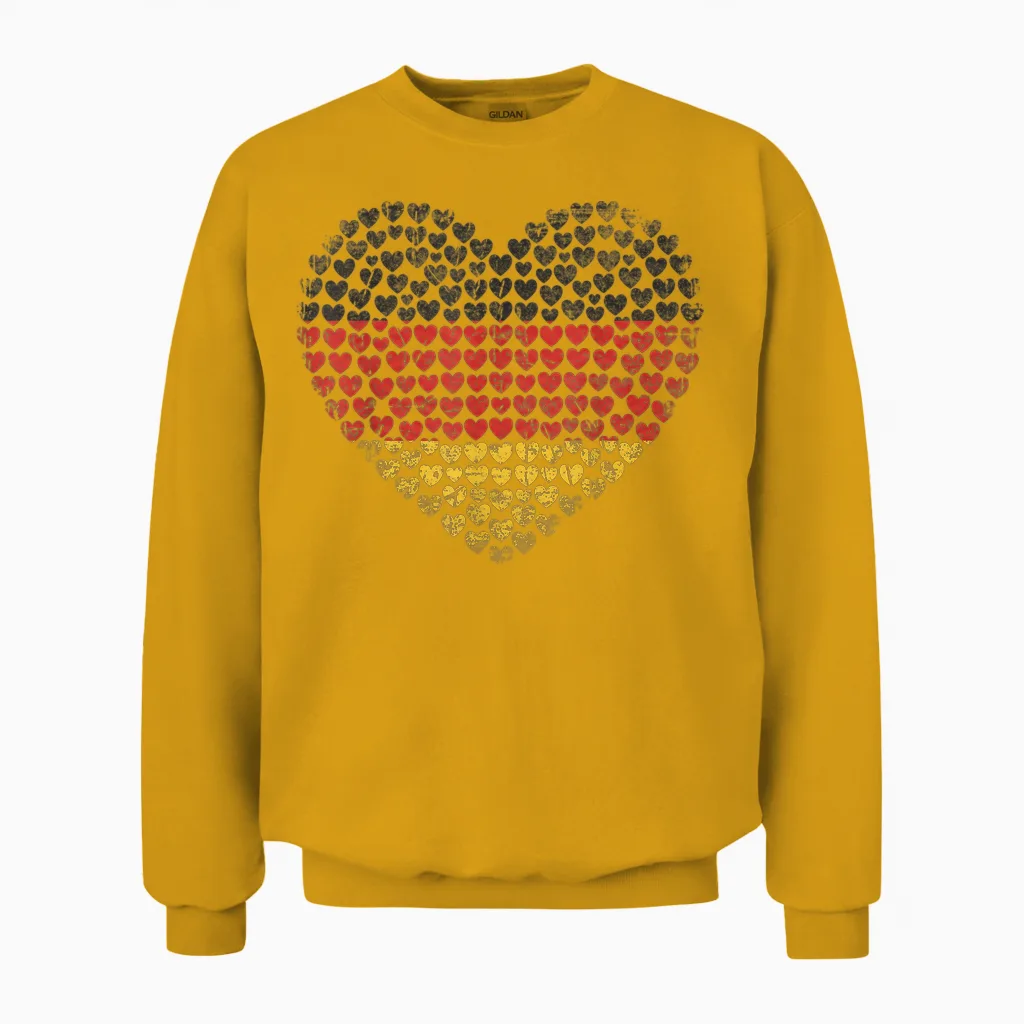 Deutschland Flaggenherz Aus Kleinen Herzen Schwarz Rot Gold Unisex Sweatshirt in Gold