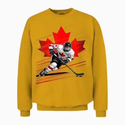 Canada Hockey T-Shirt, Black Unisex Sweatshirt - Gold