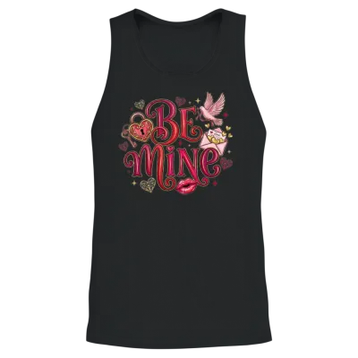 Be Mine Hearts and Letters Valentine's Day Unisex Tank Top - Black