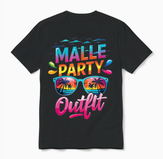 Malle Party Group Shirt Mallorca Outfit Women's Men's Party Unisex T-Shirt in Black