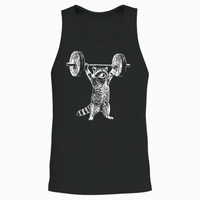 Vintage Retro Gewichtheben Gym Waschbär Kreuzheben Lustig Unisex Tank Top - Black