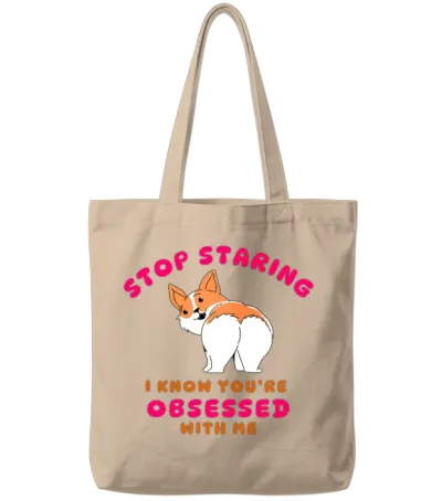 Fat Corgi, Chubby Corgi, Corgi Mom, Corgi Meme Tote Bags - Natural