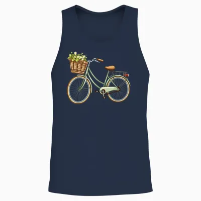 Ein Schöner Retro Fahrrad Mit Dem Blumen Korb Fahrrad Unisex Tank Top - Navy