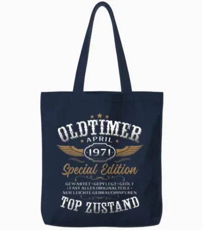55. Geburtstag Geschenk Mann Oldtimer April 1971 55 Jahre Tote Bags - Navy