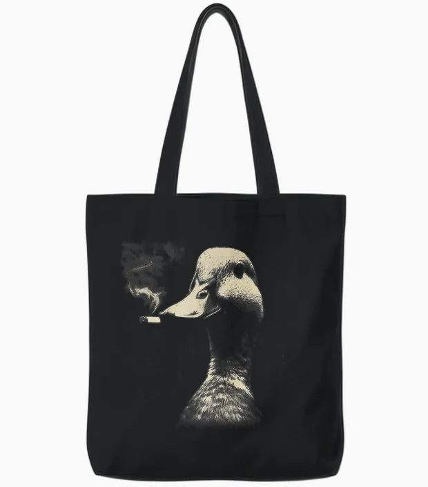 Coole Rauchente Ente Retro Vintage Tier Rauchen Tote Bags in Black