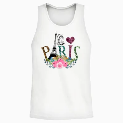 Paris Eiffelturm Baskenmütze Mädchen Leopardenmuster Unisex Tank Top - White