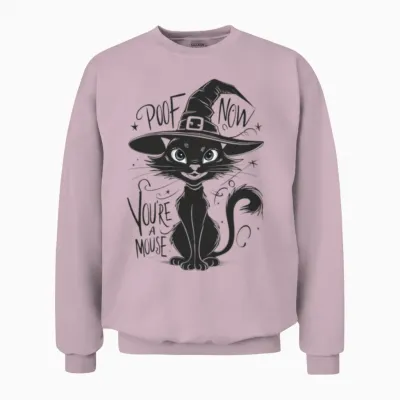 Retro Kitty Cat Witch Unisex Sweatshirt - Light Pink