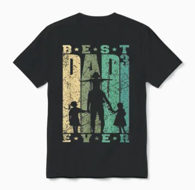Papa Von Drei Mädchen Vatertag Retro Vater Mit 3 Töchtern Unisex T-Shirt - Black