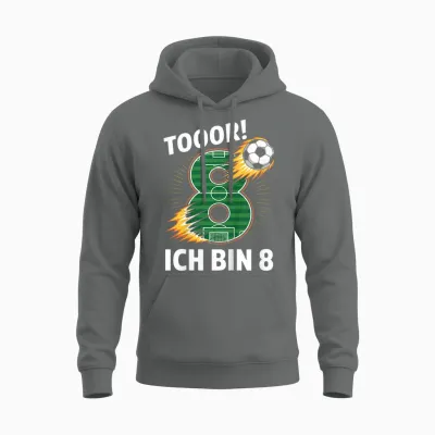 Children's Toor Ich Bin 8 8th Birthday Football Boy 8 Years Cool Unisex Hoodie - Graphite Heather