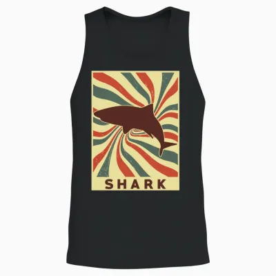 Shark Retro Vintage Unisex Tank Top - Black