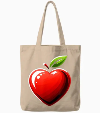 Apfel Herzförmig Sommer Frucht Tote Bags - Natural
