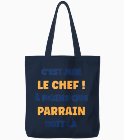 Child Quote I Am the Chef Funny Boy Child Godfather T-Shirt, White, 2 Tote Bags - Navy