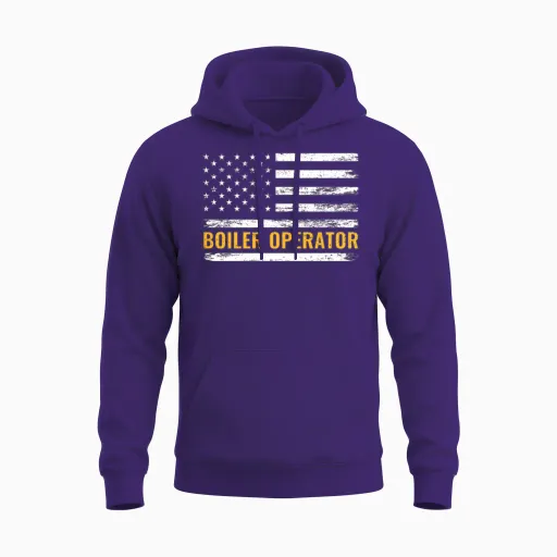Boiler Operator American Flag Work Pride Unisex Hoodie in Purple