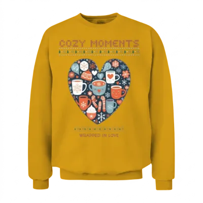 Cozy Moments Wrapped in Love - Winter Heart Design Unisex Sweatshirt - Gold