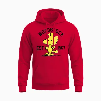 Peanuts Woodstock Graphic T-Shirt, Yellow, Unisex, Short Sleeve, Cotton 100%, Small Unisex Hoodie - Red