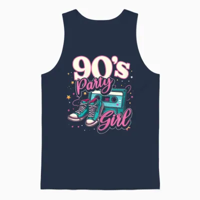 90s Party Girl Retro 90s Women's Girls Theme Party Dance Unisex Tank Top - Navy