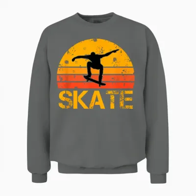 Skateboarder Retro Vintage Skateboarding Unisex Sweatshirt - Graphite Heather