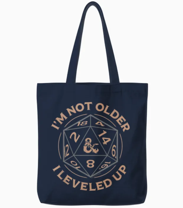 Dungeons & Dragons Birthday Level Up Tote Bags in Navy