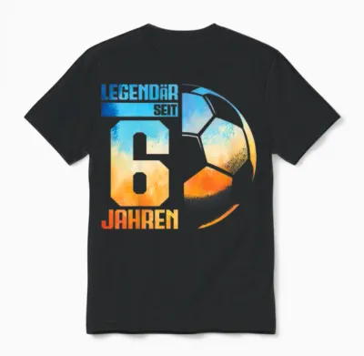 Kids 6th Birthday Retro Football Player 6 Years Boy Unisex T-Shirt - Black