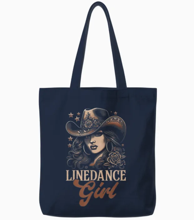 Line Dance Girl Cowgirl Cowboy Line Dancer Country Musik Tote Bags in Navy