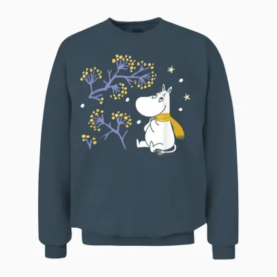 Moomin Moomintroll Look the Snow Winter T-Shirt, Black, S Unisex Sweatshirt - Dark Heather