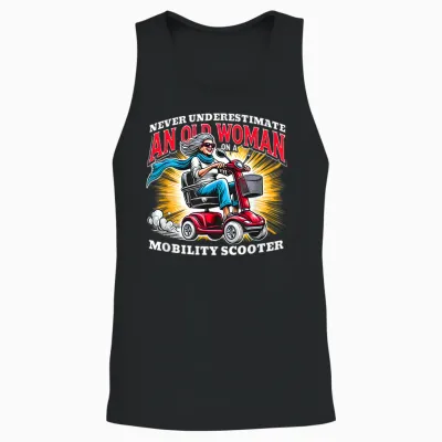 Funny Classic Mobility Scooter Graphic for Old Woman Unisex Tank Top - Black