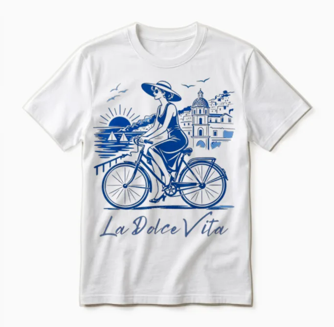 La Dolce Vita Vélo De Côte Italien Positano Vintage Années 50 Unisex T-Shirt in White