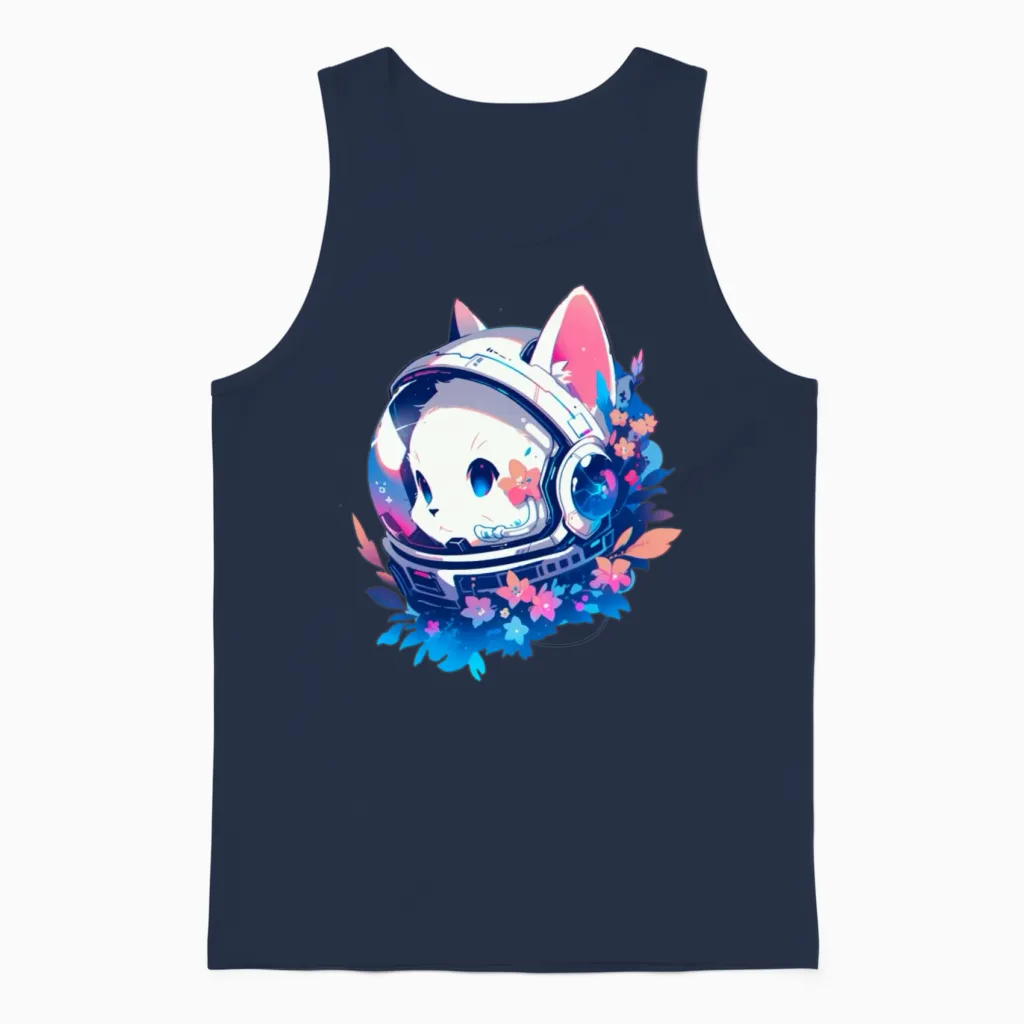Astronaut Cat Who Saved the World Unisex Tank Top in Navy